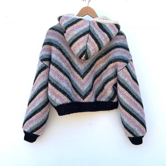 New Saltwater Luxe Carmen Jacket Multi Striped Sherpa Fleece Hoodie Small - Picture 4 of 9